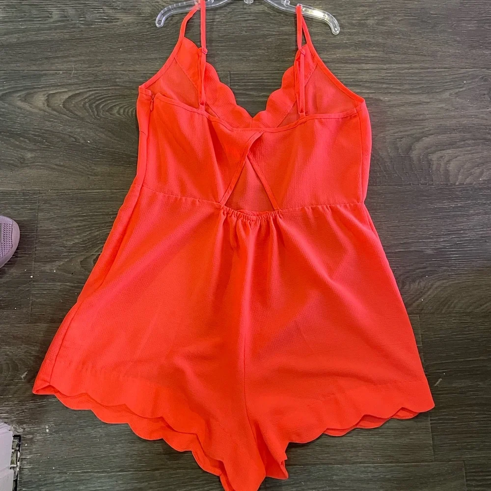 Lush Bright Coral Romper - Picture 2 of 3
